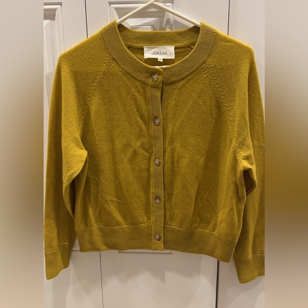 THE GREAT Mustard Cashmere Cardigan Size Small. - Picture 3 of 10